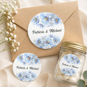 Soft Blue Himalayan Poppy Flower Garden Wedding Classic Round Sticker