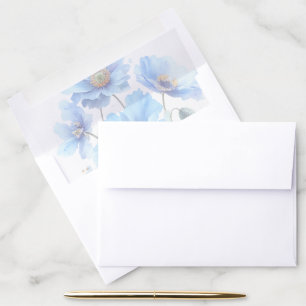 Soft Blue Himalayan Poppy Flower Garden Wedding  Envelope Liner