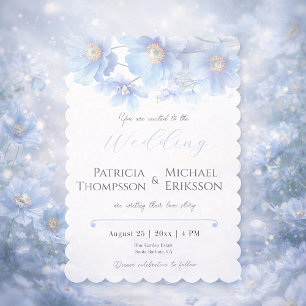 Soft Blue Himalayan Poppy Flower Garden Wedding Invitation