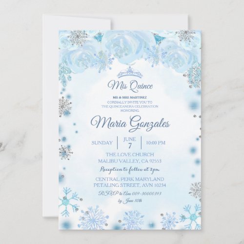 Soft Blue Holiday Season Sweet 15th Birthday Invitation