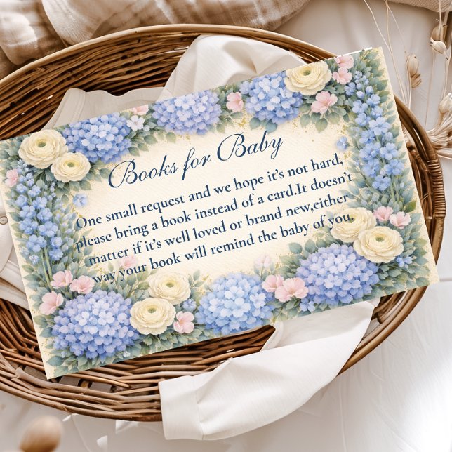 Soft Blue Hydrangea Elegance Books For Baby Enclosure Card (Creator Uploaded)