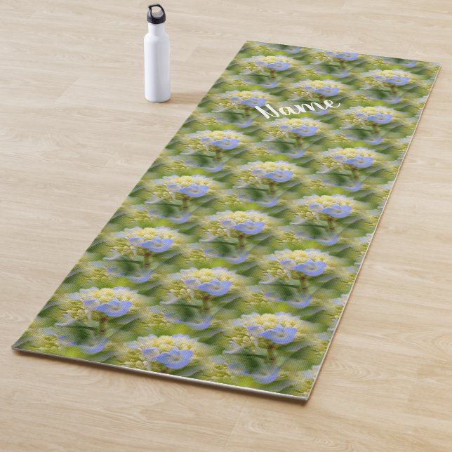 Soft Blue Hydrangea Flower Nature Personalized Yoga Mat (In Situ)