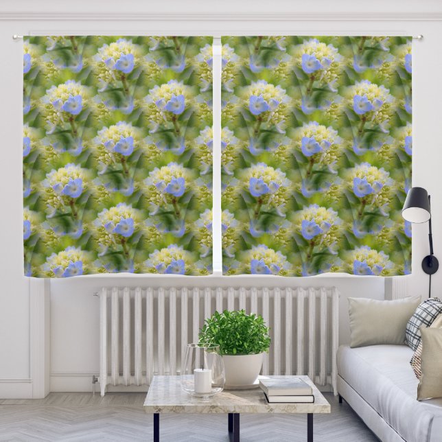 Soft Blue Hydrangea Flower Pattern Nature  Blackout Curtains (Living Room)