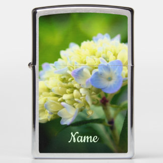 Soft Blue Hydrangea Flower Personalized Zippo Lighter