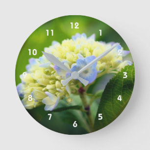 Soft Blue Hydrangea Flower Round Clock