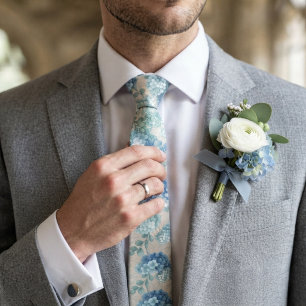 Soft Blue Hydrangea Neck Tie