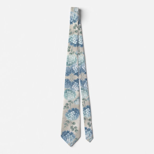 Soft Blue Hydrangea Neck Tie (Front)