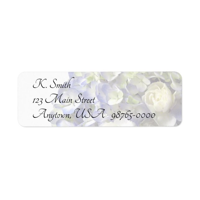 Soft blue hydrangea personalizable label (Front)