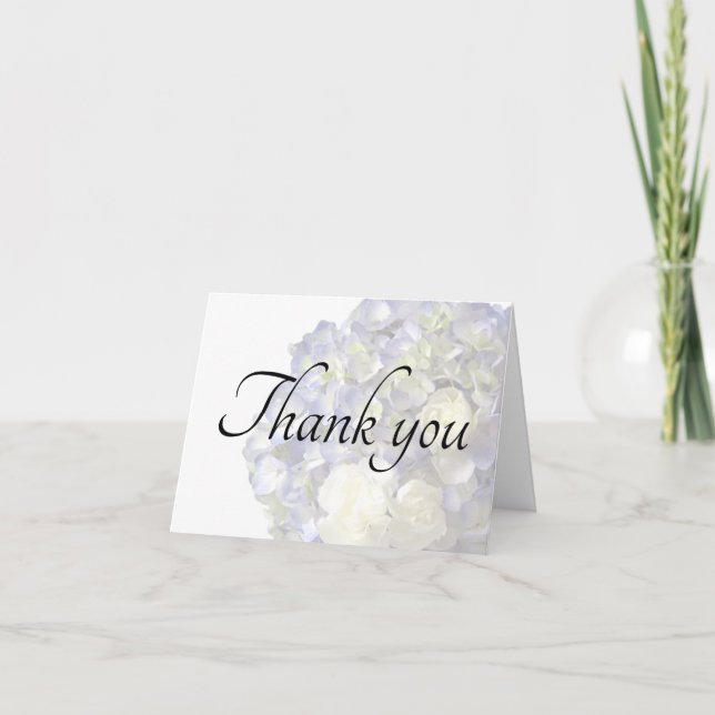 Soft blue hydrangea personalizable thank you card (Front)