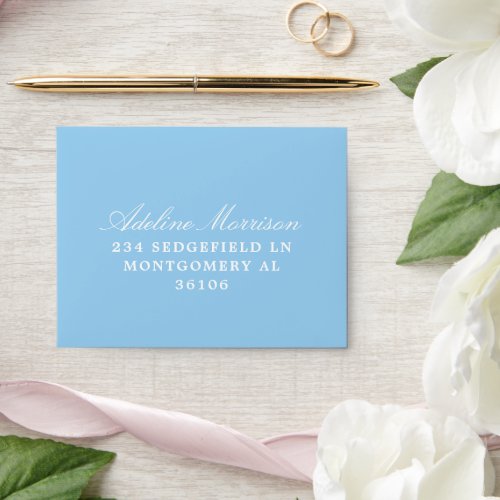 Soft Blue Hydrangea Wedding RSVP Reply Envelope