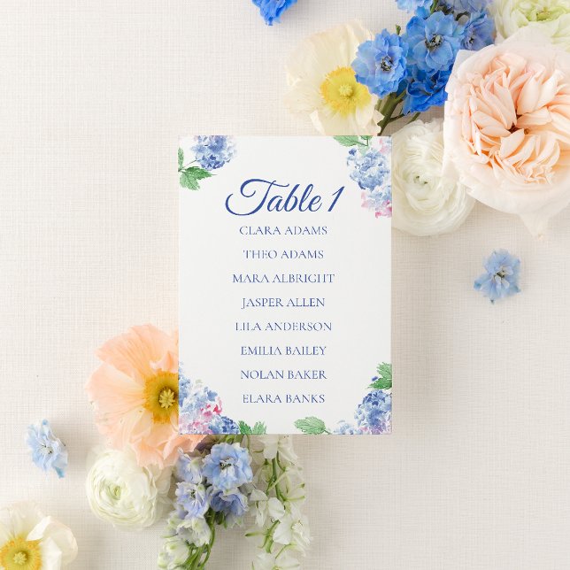 Soft Blue Hydrangea Wedding Seating Chart Card (Creator Uploaded)