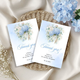 Soft Blue Hydrangeas Eucalyptus Wedding thank you Card