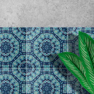 Soft Blue Indigo Kaleidoscope Geometric Pattern