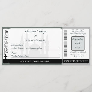 Soft Blue Islami Boarding Pass Wedding Invitation