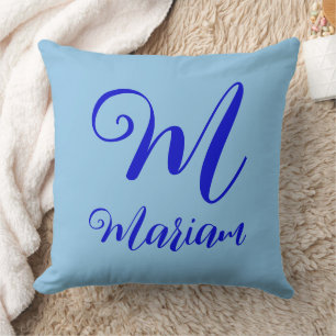 Soft Blue Light Aesthetic - Name & initial Letter Throw Pillow