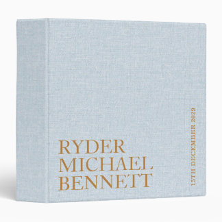 Soft Blue Linen Texture Baby Shower Photo Album 3 Ring Binder