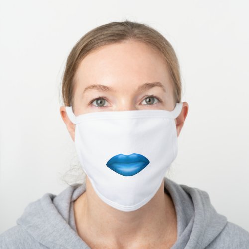 Soft Blue Lipstick Decorative Cotton Face Mask