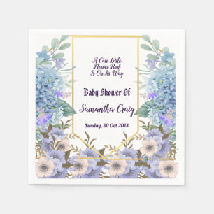 Soft Blue Little Flower Bud Hydrangea Baby Shower Napkins
