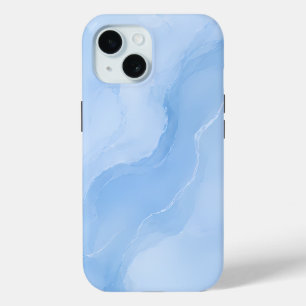 Soft Blue Marble Abstract Pattern iPhone 15 Case