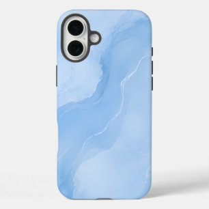 Soft Blue Marble Abstract Pattern iPhone 16 Plus Case