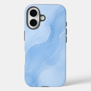 Soft Blue Marble Abstract Pattern iPhone 16 Case