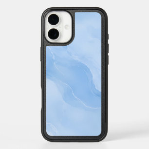 Soft Blue Marble Abstract Pattern iPhone 16 Plus Case
