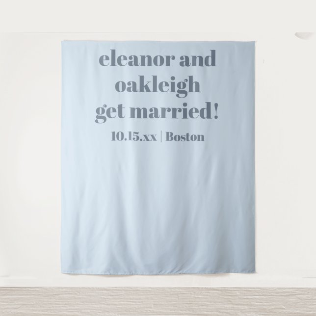 Soft Blue Modern Wedding Custom Photo Backdrop (Front)