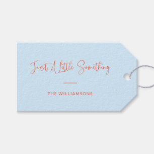 Soft Blue Orange Script Personalized Family Name Gift Tags