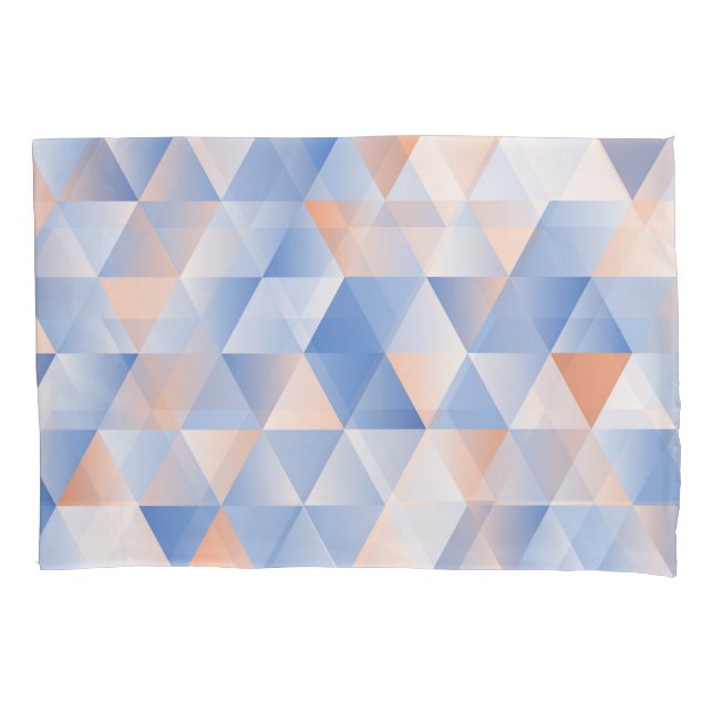 Soft Blue Orange Triangles Pillow Case (Front)