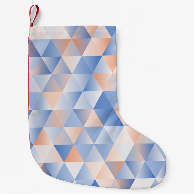 Soft Blue Orange Triangles Small Christmas Stocking (Front)