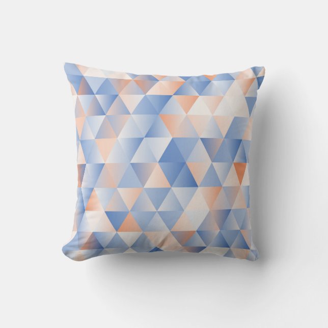 Soft Blue Orange Triangles Throw Pillow (Front)