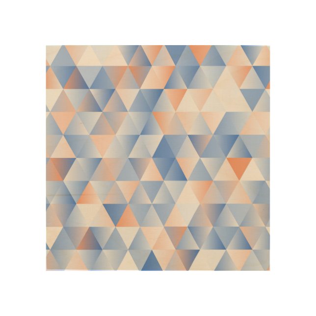 Soft Blue Orange Triangles Wood Wall Art (Front)