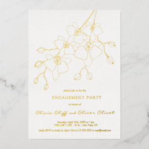 Soft Blue Orchid Engagement Party Invitation Foil Invitation