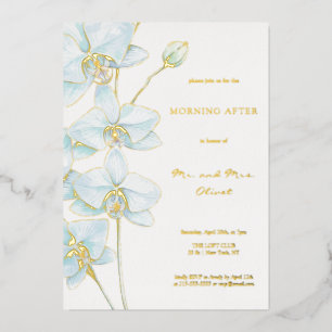 Soft Blue Orchid Morning After Foil Invitation