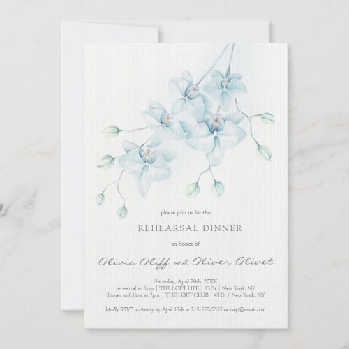 Soft Blue Orchid Rehearsal Dinner Invitation