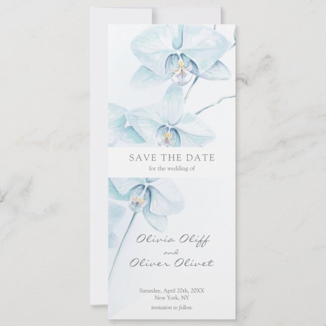 Soft Blue Orchid Save the Date Invitation (Front)