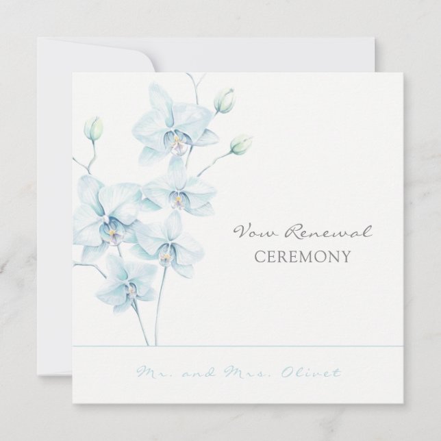 Soft Blue Orchid Vow Renewal Invitation (Front)