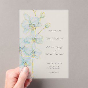 Soft Blue Orchid Wedding Acrylic Invitations