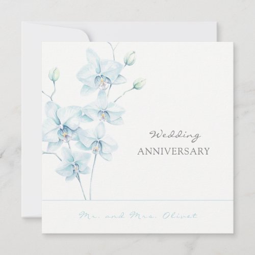 Soft Blue Orchid Wedding Anniversary Any Years Invitation