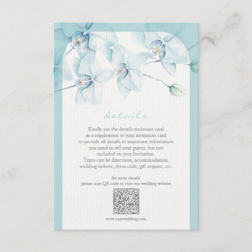 Soft Blue Orchid Wedding Details Enclosure Card