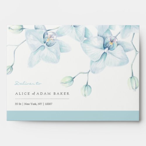 Soft Blue Orchid Wedding  Envelope