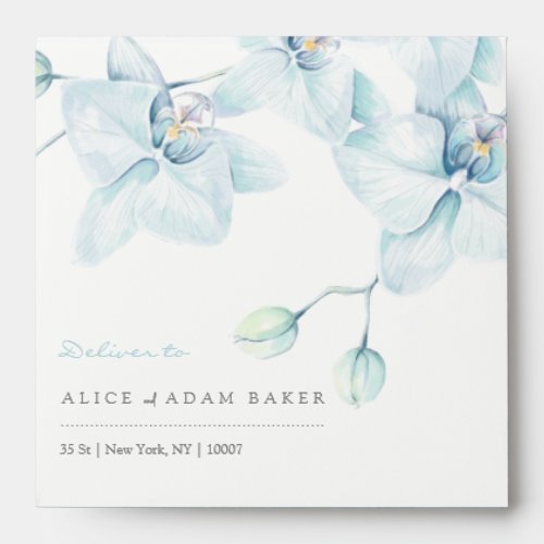 Soft Blue Orchid Wedding  Envelope