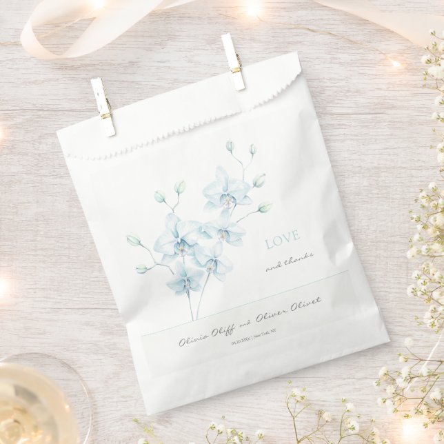 Soft Blue Orchid Wedding Favor Bag (Clipped)