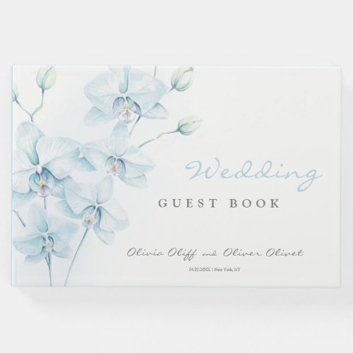 Soft Blue Orchid Wedding  Guest Book
