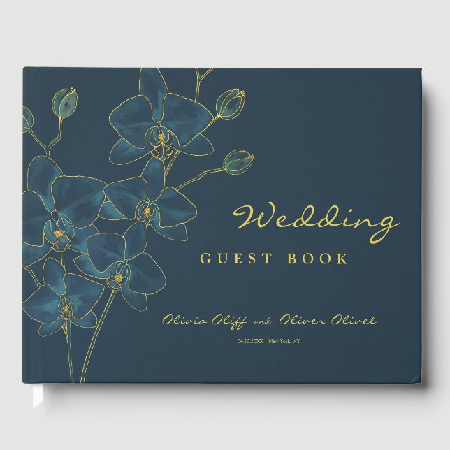Soft Blue Orchid Wedding  Guest Book (Front)