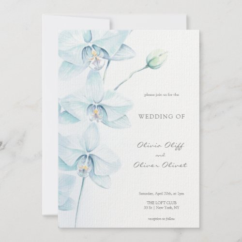 Soft Blue Orchid Wedding Invitation