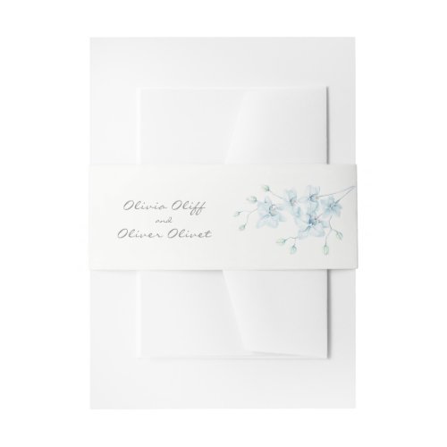 Soft Blue Orchid Wedding Invitation Belly Band