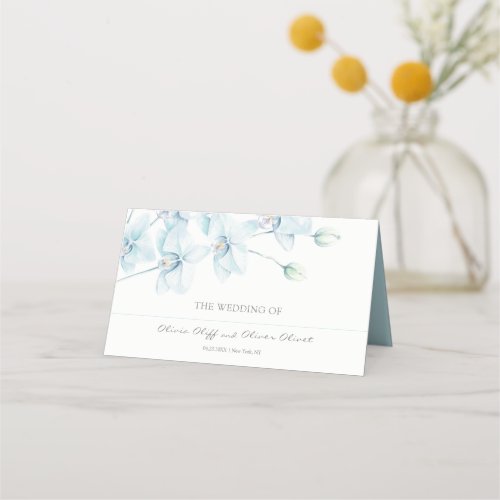 Soft Blue Orchid Wedding Place Card