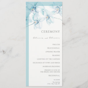 Soft Blue Orchid Wedding Program