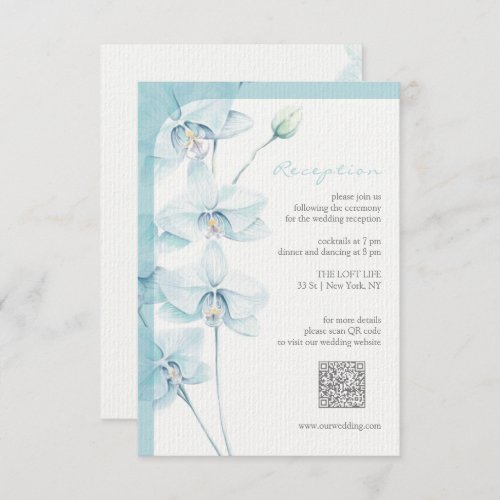 Soft Blue Orchid Wedding Reception Enclosure Card